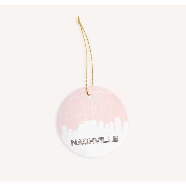 Nashville Tennessee skyline and map - Ornament / MistyRose - Road Map and Skyline