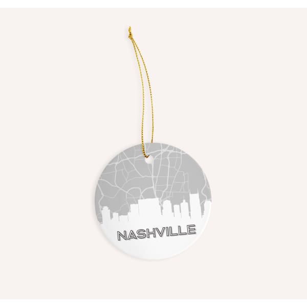 Nashville Tennessee skyline and map - Ornament / Silver - Road Map and Skyline