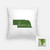 Nebraska ’home’ state silhouette - Pillow | Square / DarkGreen - Home Silhouette