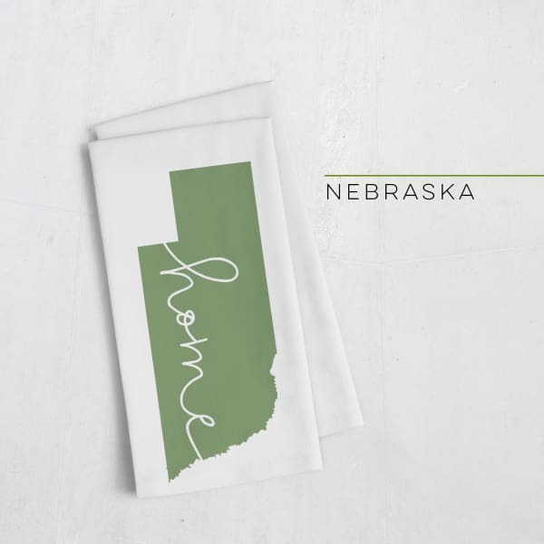 Nebraska ’home’ state silhouette - Tea Towel / DarkGreen - Home Silhouette