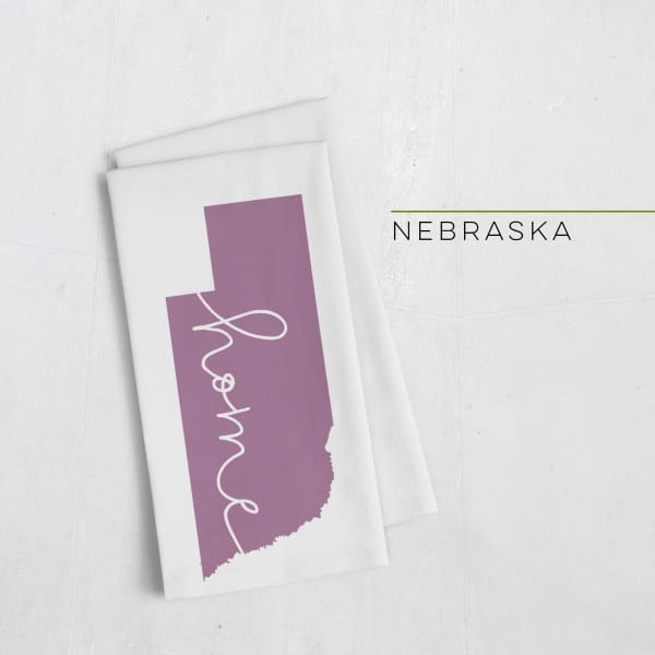 Nebraska ’home’ state silhouette - Tea Towel / Purple - Home Silhouette