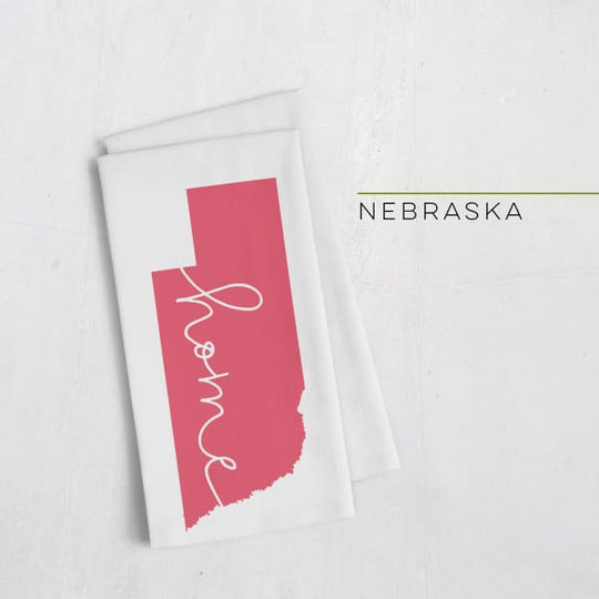 Nebraska ’home’ state silhouette - Tea Towel / Red - Home Silhouette
