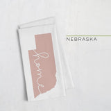 Nebraska ’home’ state silhouette - Tea Towel / RosyBrown - Home Silhouette