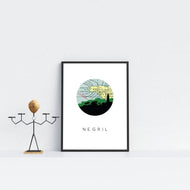 Negril city skyline with vintage Negril map - City Map Skyline