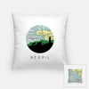 Negril city skyline with vintage Negril map - Pillow | Square - City Map Skyline