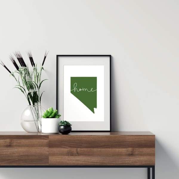 Nevada ’home’ state silhouette - 5x7 Unframed Print / DarkGreen - Home Silhouette