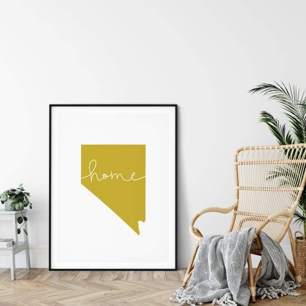 Nevada ’home’ state silhouette - 5x7 Unframed Print / GoldenRod - Home Silhouette