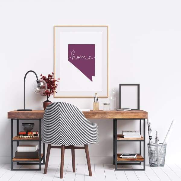 Nevada ’home’ state silhouette - 5x7 Unframed Print / Purple - Home Silhouette
