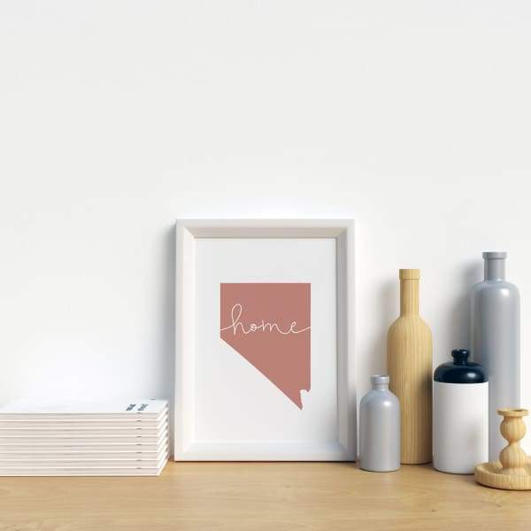 Nevada ’home’ state silhouette - 5x7 Unframed Print / RosyBrown - Home Silhouette