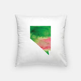 Nevada state watercolor - Pillow | Square / Pink + Green - State Watercolor