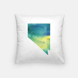 Nevada state watercolor - Pillow | Square / Yellow + Teal - State Watercolor