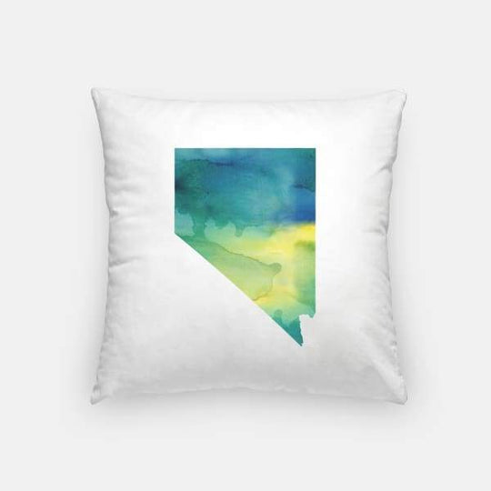 Nevada state watercolor - Pillow | Square / Yellow + Teal - State Watercolor