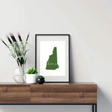 New Hampshire ’home’ state silhouette - 5x7 Unframed Print / DarkGreen - Home Silhouette