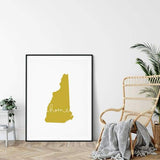 New Hampshire ’home’ state silhouette - 5x7 Unframed Print / GoldenRod - Home Silhouette