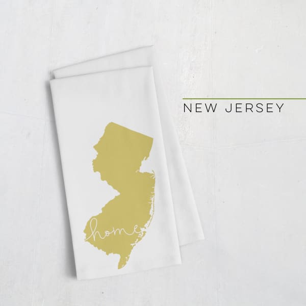 New Jersey ’home’ state silhouette - Tea Towel / GoldenRod - Home Silhouette