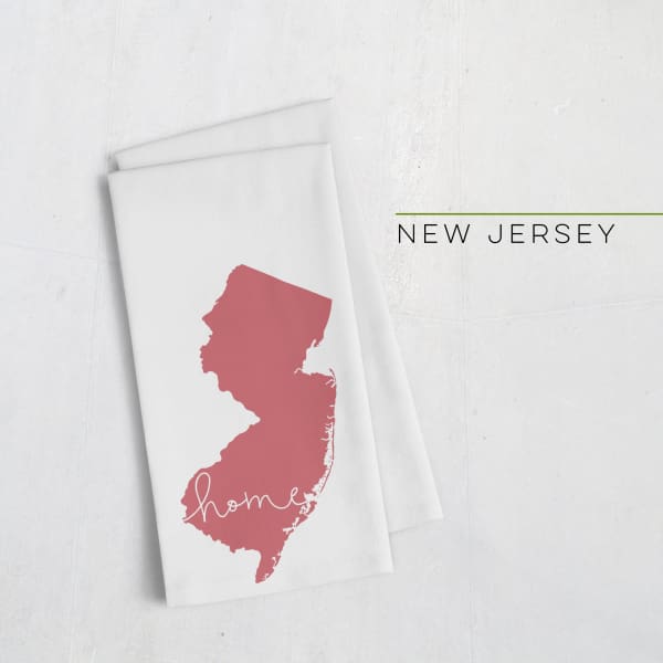 New Jersey ’home’ state silhouette - Tea Towel / Red - Home Silhouette
