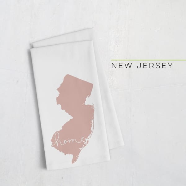 New Jersey ’home’ state silhouette - Tea Towel / RosyBrown - Home Silhouette