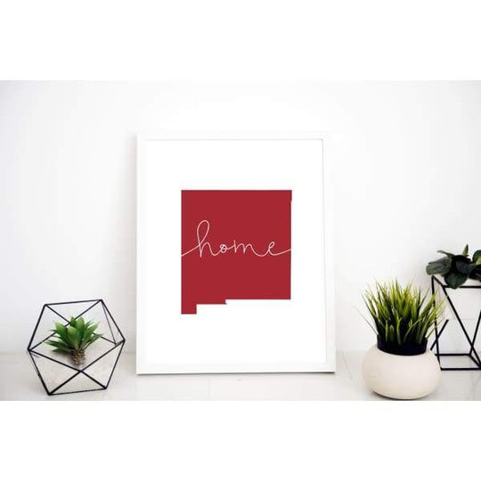 New Mexico ’home’ state silhouette - 5x7 Unframed Print / FireBrick - Home Silhouette