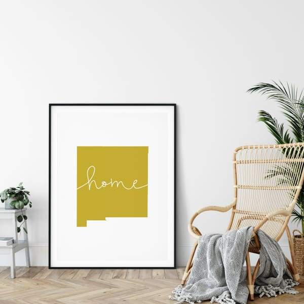 New Mexico ’home’ state silhouette - 5x7 Unframed Print / GoldenRod - Home Silhouette