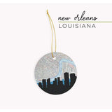 New Orleans Louisiana city skyline with vintage New Orleans map - City Map Skyline