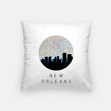 New Orleans Louisiana city skyline with vintage New Orleans map - Pillow | Square - City Map Skyline