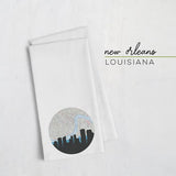 New Orleans Louisiana city skyline with vintage New Orleans map - Tea Towel - City Map Skyline