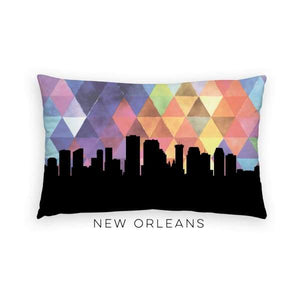 New Orleans Louisiana geometric skyline - Pillow | Lumbar / RebeccaPurple - Geometric Skyline
