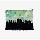 New Orleans Louisiana geometric skyline - Pouch | Small / Green - Geometric Skyline