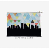 New Orleans Louisiana geometric skyline - Pouch | Small / LightSkyBlue - Geometric Skyline