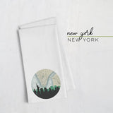 New York New York city skyline with vintage New York map - Tea Towel - City Map Skyline