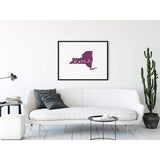 New York ’home’ state silhouette - 5x7 Unframed Print / Purple - Home Silhouette