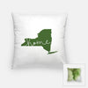 New York ’home’ state silhouette - Pillow | Square / DarkGreen - Home Silhouette
