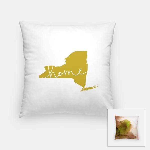New York ’home’ state silhouette - Pillow | Square / GoldenRod - Home Silhouette