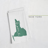 New York ’home’ state silhouette - Tea Towel / DarkGreen - Home Silhouette