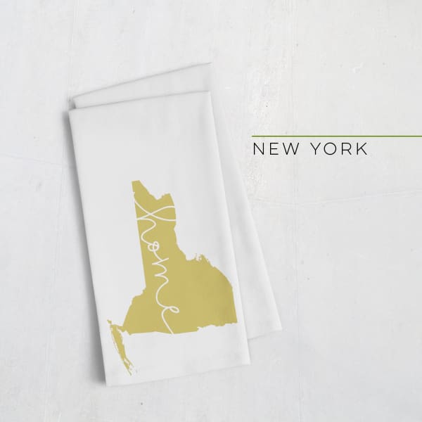 New York ’home’ state silhouette - Tea Towel / GoldenRod - Home Silhouette