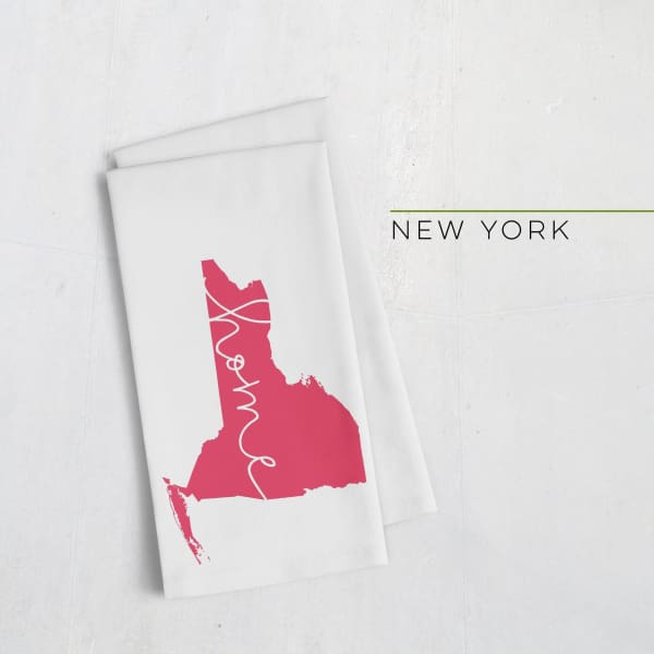 New York ’home’ state silhouette - Tea Towel / Red - Home Silhouette
