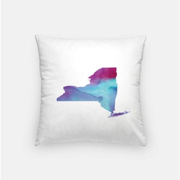 New York state watercolor - Pillow | Square / Purple + Blue - State Watercolor