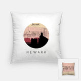 Newark Delaware city skyline with vintage Newark map - Pillow | Square - City Map Skyline