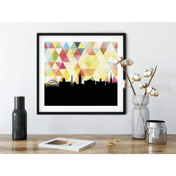 Newcastle England geometric skyline - 5x7 Unframed Print / Yellow - Geometric Skyline