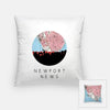 Newport News Virginia city skyline with vintage Newport News map - Pillow | Square - City Map Skyline