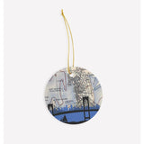 Newport Rhode Island city skyline with vintage Newport map - Ornament - City Map Skyline