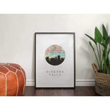Niagara Falls New York city skyline with vintage Niagara Falls map - 5x7 Unframed Print - City Map Skyline