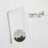 Niagara Falls New York city skyline with vintage Niagara Falls map - Tea Towel - City Map Skyline