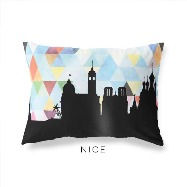 Nice France geometric skyline - Pillow | Lumbar / LightSkyBlue - Geometric Skyline