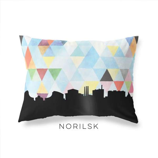 Norilsk Russia geometric skyline - Pillow | Lumbar / LightSkyBlue - Geometric Skyline