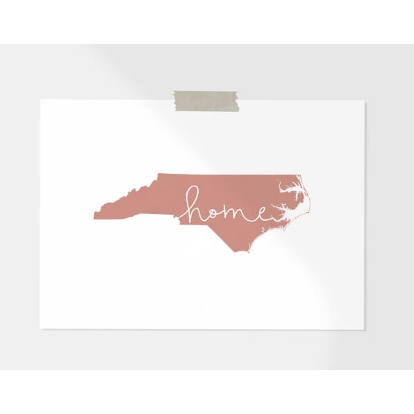 North Carolina ’home’ state silhouette - 5x7 Unframed Print / RosyBrown - Home Silhouette