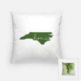 North Carolina ’home’ state silhouette - Pillow | Square / DarkGreen - Home Silhouette