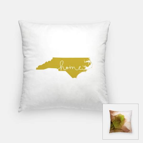 North Carolina ’home’ state silhouette - Pillow | Square / GoldenRod - Home Silhouette