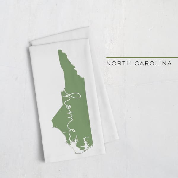 North Carolina ’home’ state silhouette - Tea Towel / DarkGreen - Home Silhouette