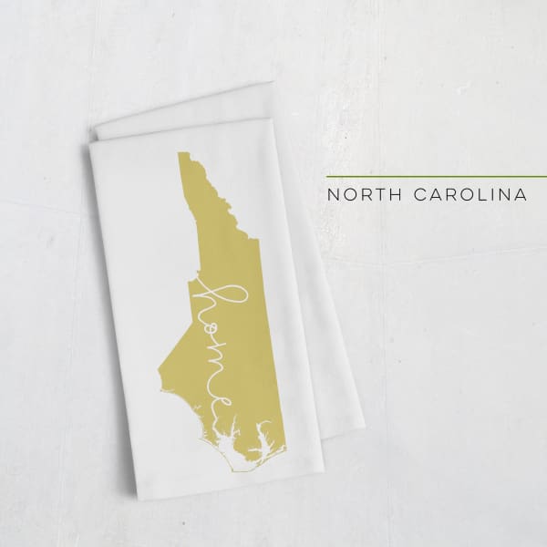 North Carolina ’home’ state silhouette - Tea Towel / GoldenRod - Home Silhouette